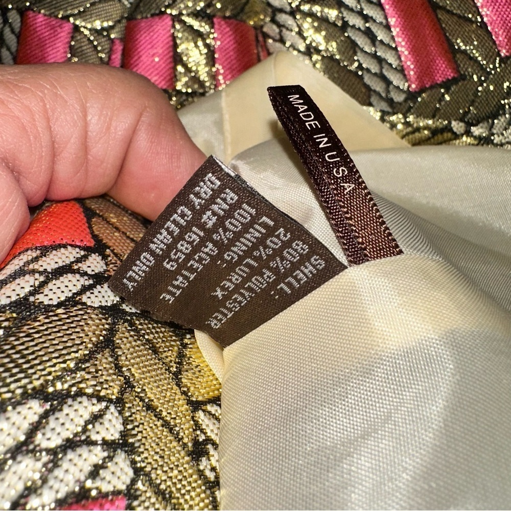 J. McLaughlin Elm Brocade A-line skirt gold pink (112) - Picture 4 of 6